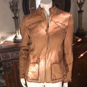 Pasha Veneto Jacket Vintage Tan Leather Sz Medium